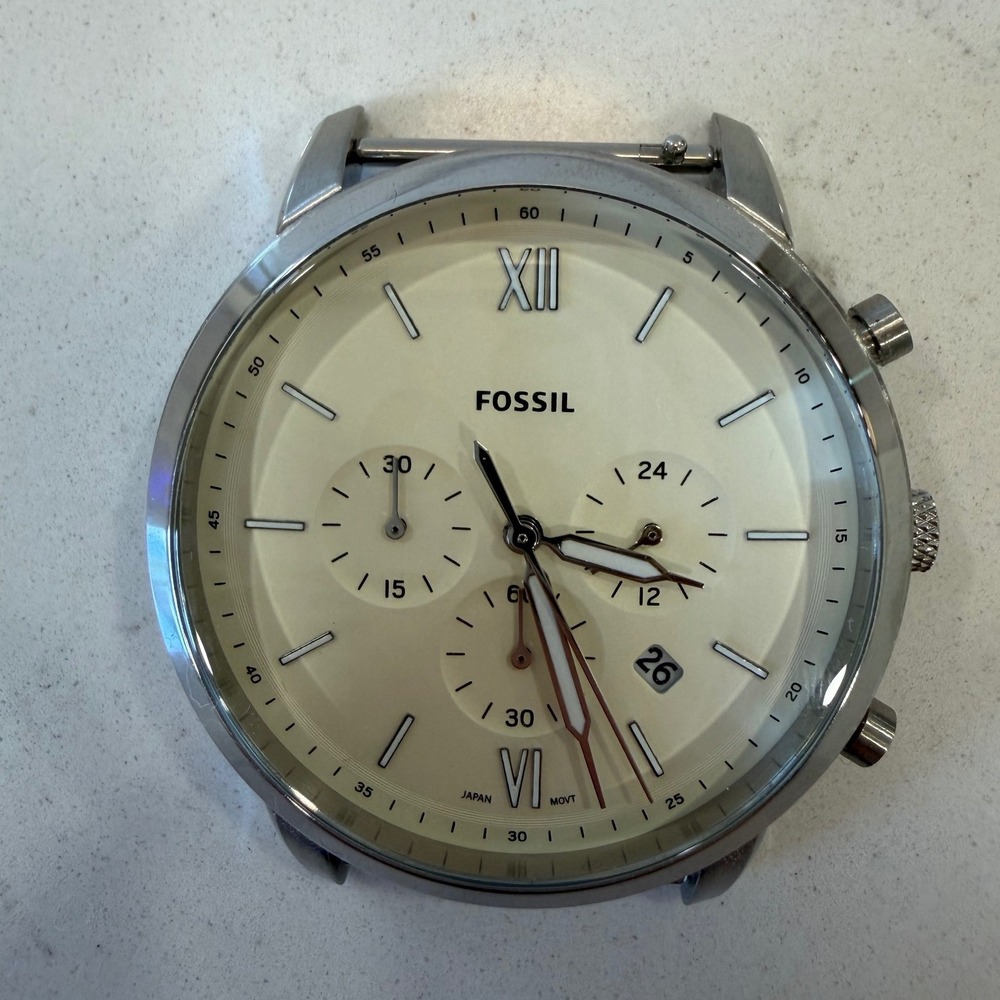 Fossil FS5380 Neutra Chronograph Mens Watch Silver Cream Dial 44mm